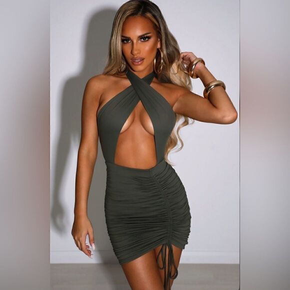 BABYBOO MARGARITA MINI DRESS - KHAKI NEW WITH TAGS - Picture 8 of 10